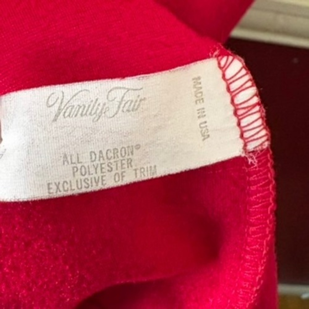 Vintage Vanity Fair Red Fleece Robe Long Belted Housecoat Made in USA 70s Funnel - Picture 5 of 13